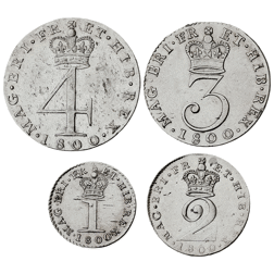Pre-Owned 1800 UK George III Maundy Money Silver 4-Coin Set - VAT Free