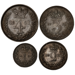 Pre-Owned 1861 UK Victoria Maundy Money Silver 4-Coin Set - VAT Free