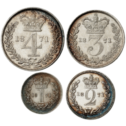 Pre-Owned 1871 UK Victoria Maundy Money Silver 4-Coin Set - VAT Free