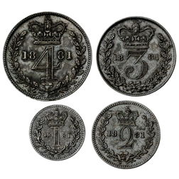 Pre-Owned 1881 UK Victoria Maundy Money Silver 4-Coin Set - VAT Free