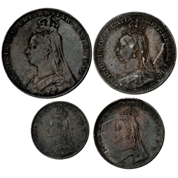 Pre-Owned 1890 UK Victoria  Maundy Money Silver 4-Coin Set - VAT Free