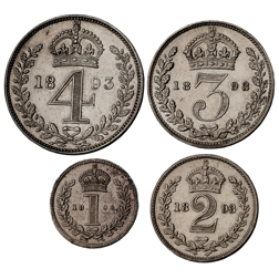 Pre-Owned 1893 UK Victoria Maundy Money Silver 4-Coin Set - VAT Free