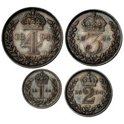 Pre-Owned 1894 UK Victoria Maundy Money Silver 4-Coin Set - VAT Free