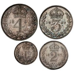 Pre-Owned 1897 UK Victoria Maundy Money Silver 4-Coin Set - VAT Free
