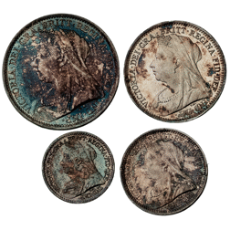 Pre-Owned 1898 UK Victoria Maundy Money Silver 4-Coin Set in Original Presentation Box - VAT Free