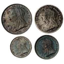 Pre-Owned 1900 UK Victoria Maundy Money Silver 4-Coin Set - VAT Free