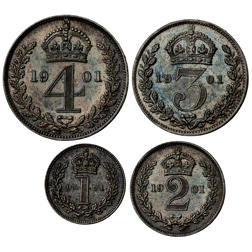 Pre-Owned 1901 UK Victoria Maundy Money Silver 4-Coin Set - VAT Free