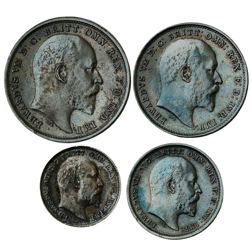 Pre-Owned 1902 UK Edward VII Maundy Money Silver 4-Coin Set in Original Presentation Box - VAT Free