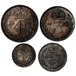 Pre-Owned 1903 UK Edward VII Maundy Money Silver 4-Coin Set in Original Presentation Box - VAT Free