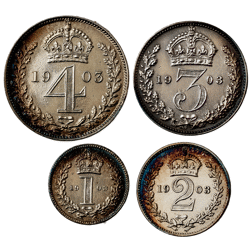 Pre-Owned 1903 UK Edward VII Maundy Money Silver 4-Coin Set - VAT Free
