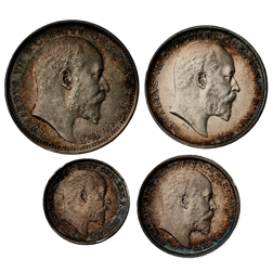 Pre-Owned 1907 UK Edward VII Maundy Money Silver 4-Coin Set - VAT Free