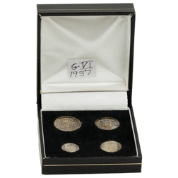 Pre-Owned 1937 UK George VI Maundy Money Silver 4-Coin Set - VAT Free
