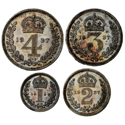 Pre-Owned 1937 UK George VI Maundy Money Silver 4-Coin Set - VAT Free
