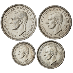 Pre-Owned 1944 UK George VI Maundy Money Silver 4-Coin Set - VAT Free