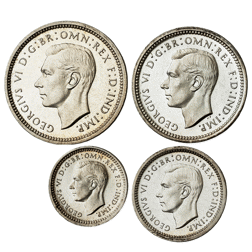 Pre-Owned 1948 UK George VI Maundy Money Silver 4-Coin Set - VAT Free