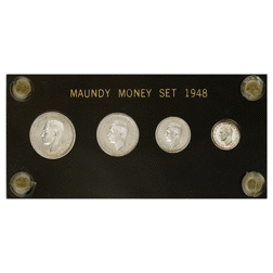 Pre-Owned 1948 UK George VI Maundy Money Silver 4-Coin Set - VAT Free