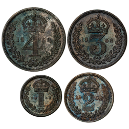 Pre-Owned 1958 UK Elizabeth II Maundy Money Silver 4-Coin Set - VAT Free