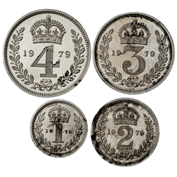 Pre-Owned 1979 UK Elizabeth II Maundy Money Silver 4-Coin Set - VAT Free