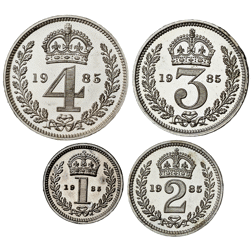 Pre-Owned 1985 UK Elizabeth II Maundy Money Silver 4-Coin Set - VAT Free