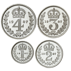 Pre-Owned 1987 UK Elizabeth II Maundy Money Silver 4-Coin Set - VAT Free