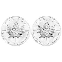 Pre-Owned 2018 Canadian Maple 30th Anniversary 1oz Silver 2-Coin Set - VAT Free