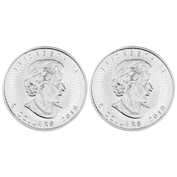 Pre-Owned 2018 Canadian Maple 30th Anniversary 1oz Silver 2-Coin Set - VAT Free