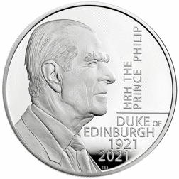 Pre-Owned 2021 UK HRH Prince Philip Duke of Edinburgh Proof £5 Silver Coin - VAT Free