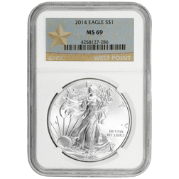 Pre-Owned 2014 USA Eagle 1oz Silver Coin - NGC Graded MS69 - 4258127-286 - VAT Free