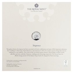 Pre-Owned 2024 UK Sixpence Silver Coin - Carded - VAT Free