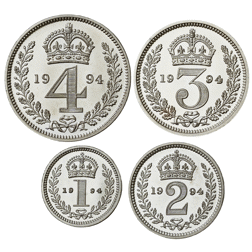 Pre-Owned 1994 UK Elizabeth II Maundy Money Silver 4-Coin Set - VAT Free