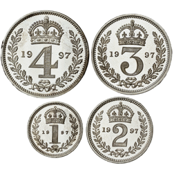 Pre-Owned 1997 UK Elizabeth II Maundy Money Silver 4-Coin Set - VAT Free