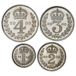 Pre-Owned 2000 UK Elizabeth II Maundy Money Silver 4-Coin Set - VAT Free