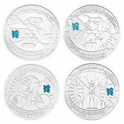 Pre-Owned UK Countdown to London 2012 £5 Piedfort Proof Silver 4-Coin Collection - VAT Free