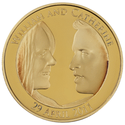 Pre-Owned 2011 UK Royal Wedding William and Catherine £5 Gold Plated Proof Design Silver Coin - VAT