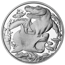 Pre-Owned 2022 Niue Shark vs Crocodile Apex Predator 1oz Silver Coin - VAT Free