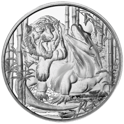 Pre-Owned 2022 Niue Tiger vs Komodo Dragon Apex Predator 1oz Silver Coin - VAT Free