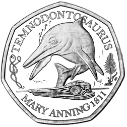 Pre-Owned 2021 UK Tales of the Earth: Temnodontosaurus 50p Proof Silver Coin - Damaged Box - VAT Fre