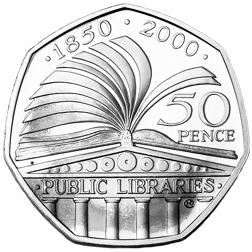 Pre-Owned 2000 UK Public Libraries 50p Proof Design Silver Coin - VAT Free
