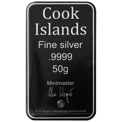 Pre-Owned 2021 Cook Islands: HMS Bounty 50g Silver Coin Bar - VAT Free