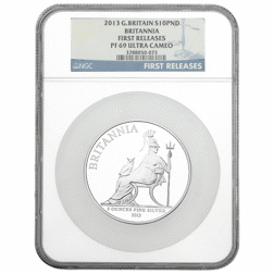 Pre-Owned 2013 UK Britannia 5oz Proof Silver Coin - NGC Graded PF69 - 3788050-073 - VAT Free