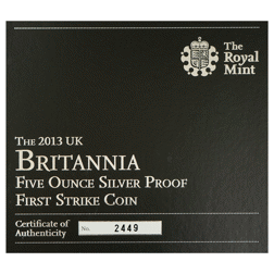 Pre-Owned 2013 UK Britannia 5oz Proof Silver Coin - NGC Graded PF69 - 3788050-076 - VAT Free