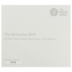 Pre-Owned 2018 UK Britannia 5oz Proof Silver Coin - NGC Graded Gem Proof - 4851797-030 - VAT Free