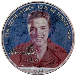 Pre-Owned 2004 USA Eagle 'Elvis Presley: Love Me Tender' Colourised 1oz Silver Coin - VAT Free