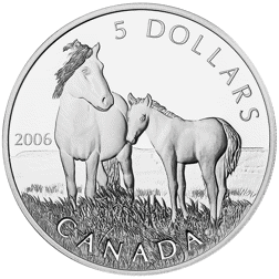 Pre-Owned 2006 Canadian Horse and Foal $5 Proof Silver Coin and Stamp Set - VAT Free