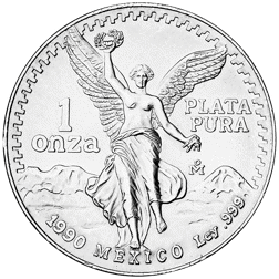 Pre-Owned 1990 Mexican Libertad 1oz Silver Coin - VAT Free