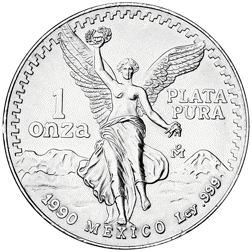 Pre-Owned 1990 Mexican Libertad 1oz Silver Coin - VAT Free