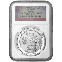 Pre-Owned 2016 Australian Kookaburra 1oz Silver Coin - NGC Graded MS70 - 4301636-345- VAT Free