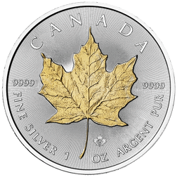 Pre-Owned 2014 Canadian Maple 1oz Gilded Silver Coin - VAT Free