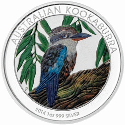 Pre-Owned 2014 Australian Kookaburra Colourised 1oz Silver Coin - VAT Free