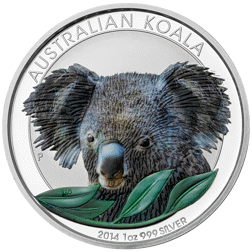 Pre-Owned 2014 Australian Koala Colourised 1oz Silver Coin - VAT Free